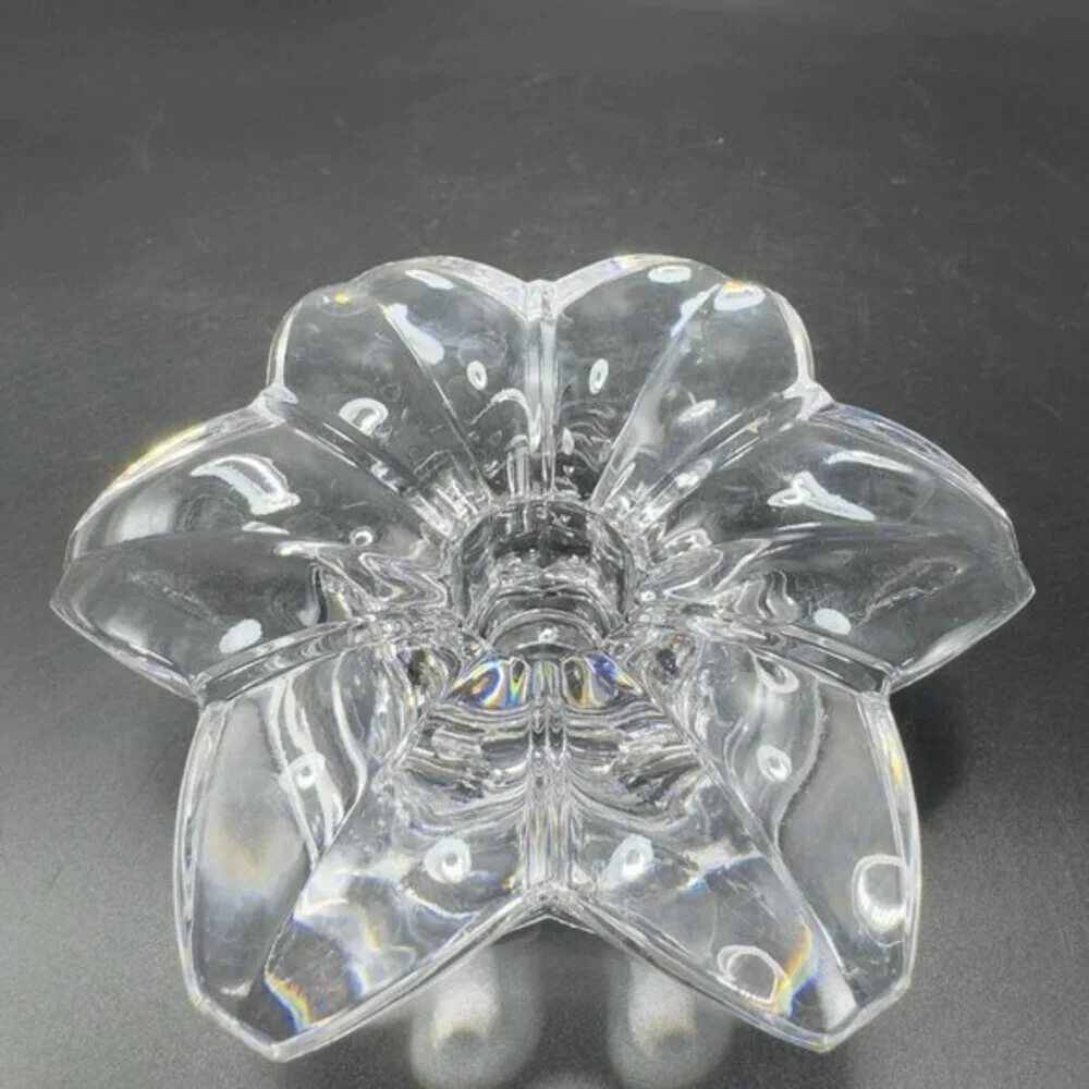 MIKASA Clear Crystal Glass Candle Stick Holder Set 2 Flower Shaped Candle Holder